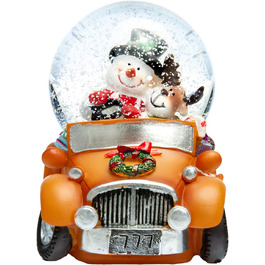 Снігова куля Сніговик з лосем в машині D 65 мм, снігові кулі Сніговик з лосем в машині, 16