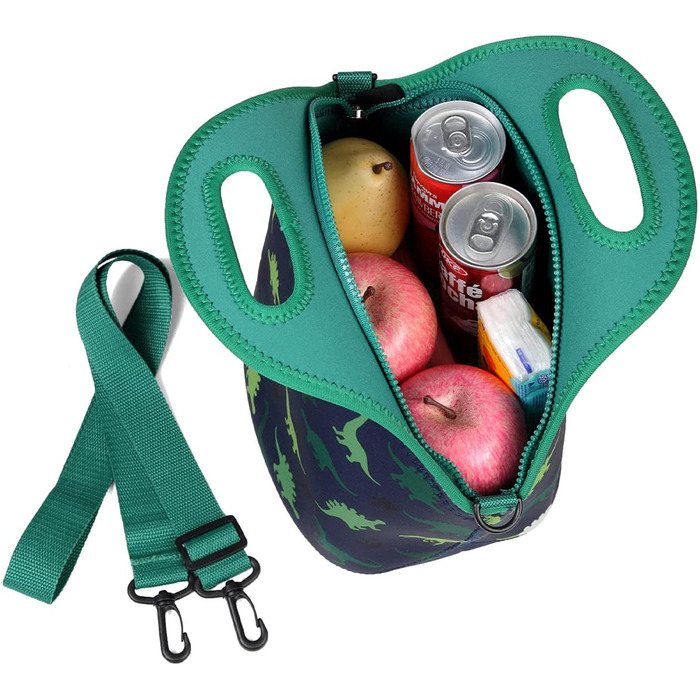 Дитяча сумка для обіду, мила неопренова ізольована сумка для обіду для хлопчиків та дівчат до школи, дитячий садок, дитячий садок, обід, тоталізатор для кошенят (зелений динозавр-2)