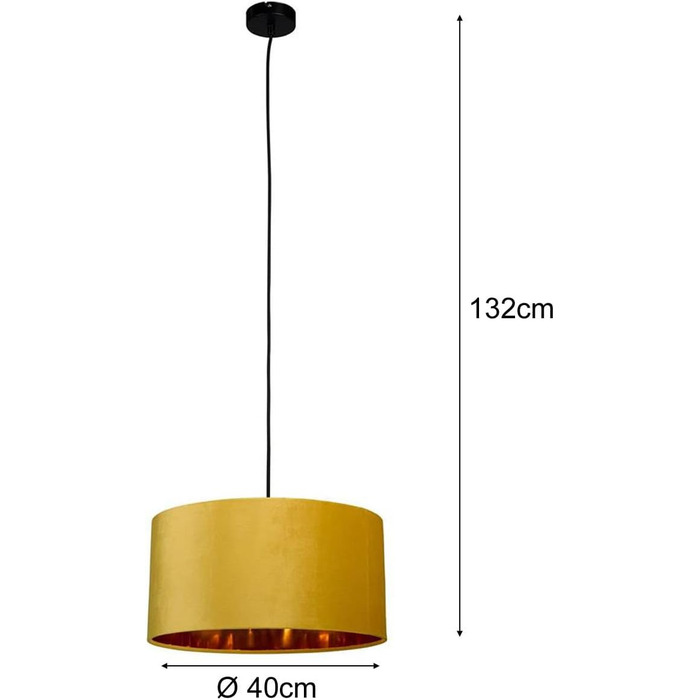 ? 40 см, цоколь E27 (підвісний світильник, оксамит вохристо-жовтий), 60056, Ø