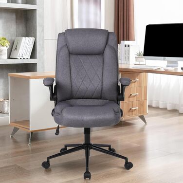 Офісний крісло Flysky з високою спинкою, регульованою висотою та підголівником. Зручний офісний крісло для керівника (сірий)