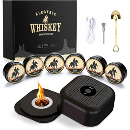 Набір для копчення коктейлів та віскі (електричний) з 4 дерев'яними стружками, аксесуар для віскі, бурбону, кави, м'яса та горіхів