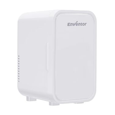 Міні-холодильник Enventor 6 л (8 банок), портативний охолоджувач та підігрівач, живлення AC/DC 12V для авто, спальні, косметики та напоїв, білий