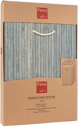 Бамбуковий кошик для білизни PANA ECO з кришкою * дерев'яна сумка для білизни * складаний колектор для білизни шафа для білизни у ванній 100 бамбук * колір * розмір (72 л (40 х 30 х 60 см), сірий камінь)