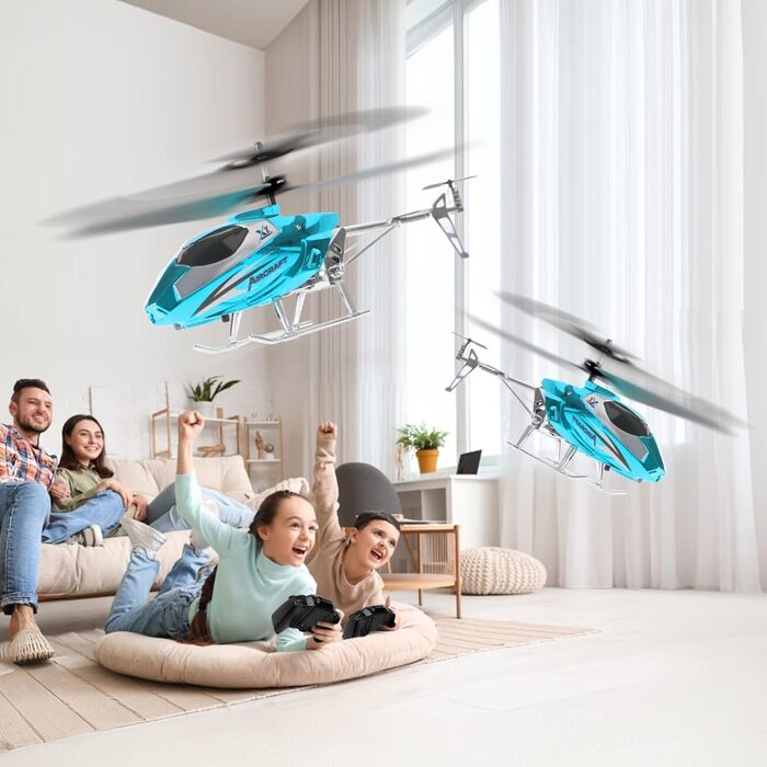 Радіокерований вертоліт VATOS для хлопчиків, 2.4G з LED підсвіткою, від 12 років, стабільна висота, автоматичний зліт, синій