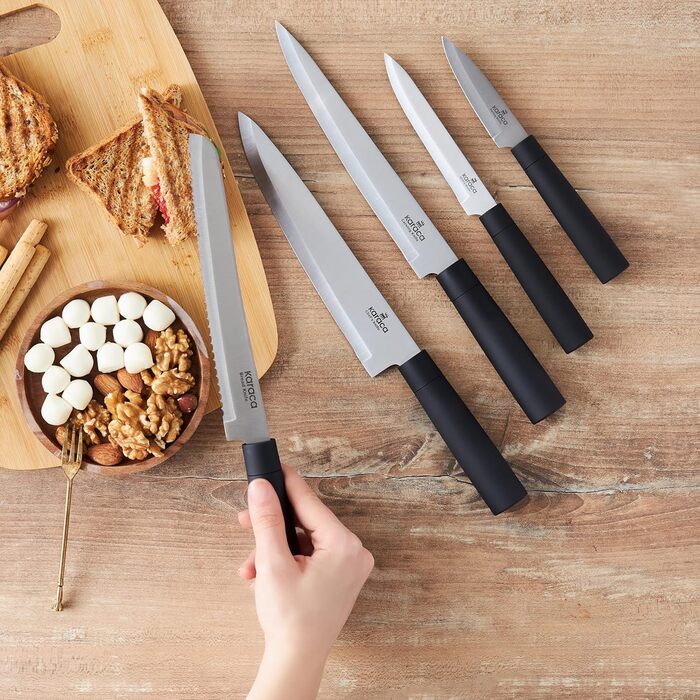 Набір ножів Karaca Grammy Inox (6 шт.) з нержавіючої сталі, гострі, легко миються, елегантний дизайн, ергономічні ручки, кольорові ножі для фруктів, багатобарвні