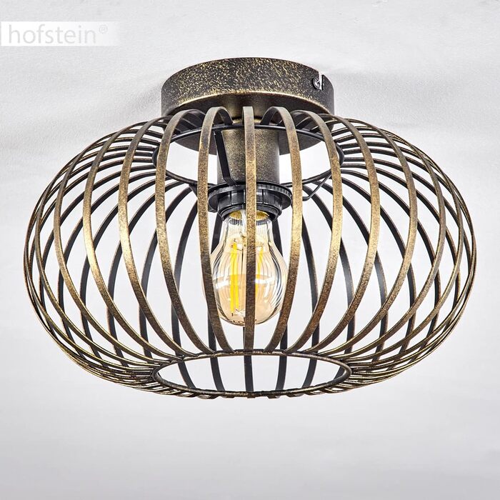 Стельовий світильник Oravi, круглий стельовий світильник з металу в 1 полум'я, цоколь Е27, світильник з чудовими світловими ефектами на стелі, без лампочки (антик, золото)