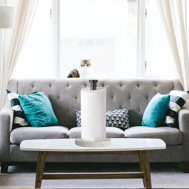 Тримач для паперових рушників на стільницю з мармуровою основою, вертикальний диспенсер для кухні та ванної кімнати, чорний