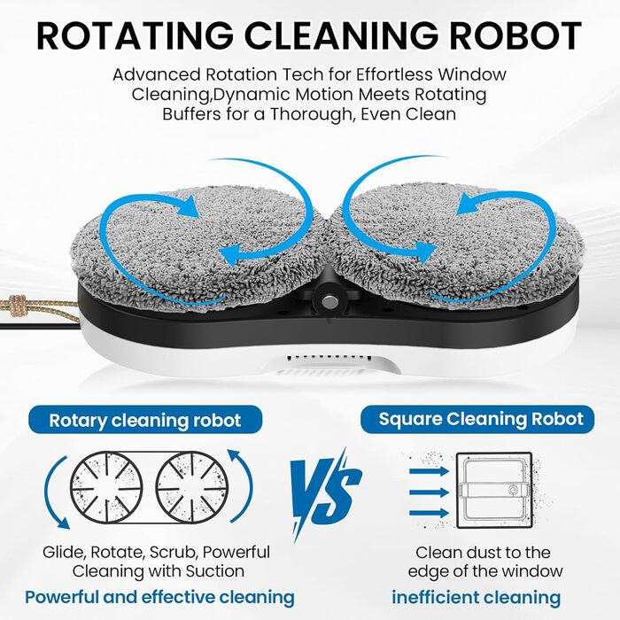 Робот для миття вікон з автоматичним струменем води, 5600 Па, автоматичний мийник вікон, інтелектуальна навігація, пульт дистанційного керування, для гладких поверхонь, з 10 ганчірками для миття (E 2800pa)
