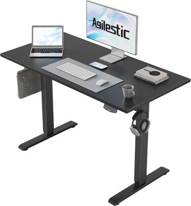 Регульований стіл Agilestic 100x60 см, електричний, з пам'яттю, чорний. Ергономічний стіл для роботи та комп'ютера