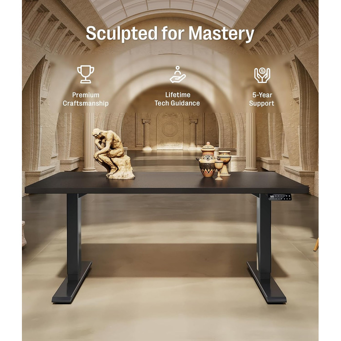 Регульований стіл MAIDeSITe S2 Pro 160x80 см: електричний, з захистом від зіткнень, чорний