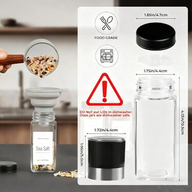 Набір скляних банок для спецій Friberg з дозатором, 20 шт. x 120 мл, з нержавіючою кришкою, чорний