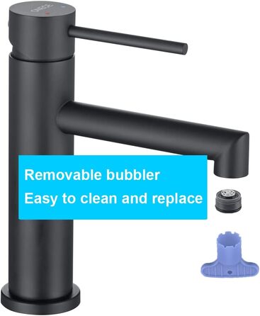 Змішувач для ванної кімнати ONECE, чорний, з висувною лійкою, 105 мм, одноручка, нержавіюча сталь