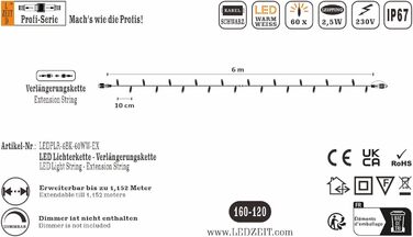 Професійний світлодіодний струнний світильник LEDZEIT, 10 м, 100 теплих білих світлодіодів, розширюваний, міцний, зовнішній/внутрішній