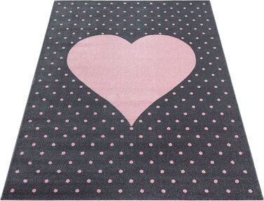 Дитячий килимок з малюнком у вигляді серця, прямокутної форми, рожево-сірого кольору, не вимагає особливого догляду, для дитячої, ігрової, дитячої кімнат, Розмір 140 х 200 см