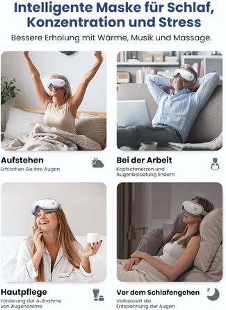 Масажер для очей Bob and Brad EyeOasis 2 з підігрівом, музикою та компресією. Електрична маска для очей для зняття темних кіл та сухості очей. Подарунок для чоловіків та жінок. Білий