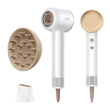 Фен для волосся Dreame Hair Glory Combo, швидка сушка, 110 000 об/хв, потік повітря 70 м/с, іонізація, регулювання температури та швидкості, з дифузором, білий