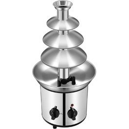 Шоколадний фонтан SABUIDDS з нержавіючої сталі, 4 рівні, з функцією плавлення. Підходить для шоколаду, сиру, солодощів та лікеру. Ідеальний для бранчів, вечірок, святкування Нового року та Різдва.