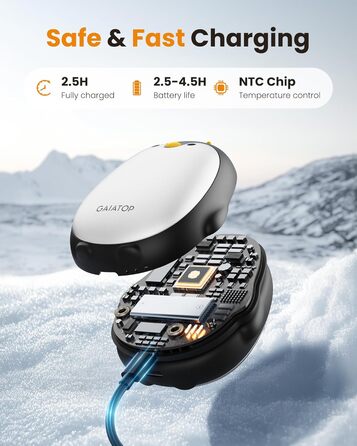 Електричні грілки для рук Gaiatop, 2 шт. з 3 режимами нагріву, магнітні, портативні, багаторазові. Ідеально для кемпінгу, піших прогулянок, полювання. Чудовий подарунок для жінок та чоловіків. Чорний колір.