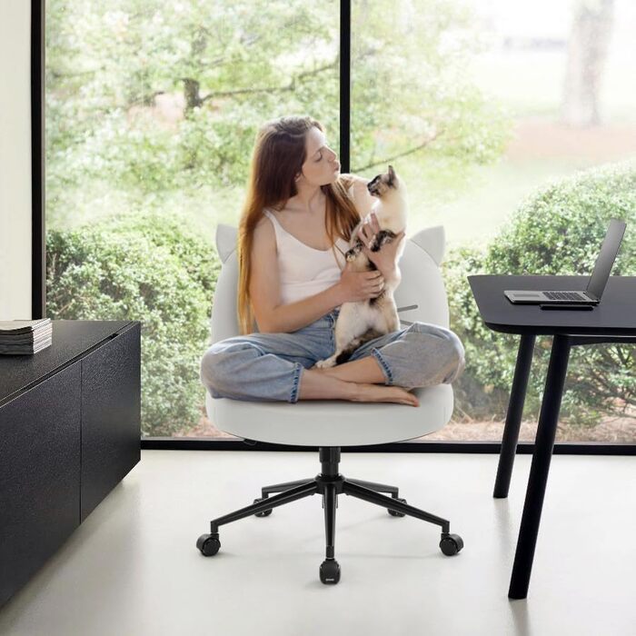 Офісний стілець IWMH без підлокітників, регульований по висоті, поворотний з роликами, з тканинним сидінням, ергономічний, крісло для читання з широким сидінням для позиції