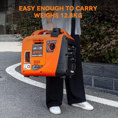 Інверторний генератор AIVOLT 1400W: бензиновий, тихий, для кемпінгу, фестивалів та дому. 2 USB, 12V DC та 230V розетки
