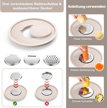 Набір мисок Homikit: 5 мисок з нержавіючої сталі з кришками та силіконовим дном, мультифункціональні, складані, придатні для миття в посудомийній машині, 6.6L / 3.5L / 2.5L / 1.5L / 1L (Хакі, з 3 тертками)