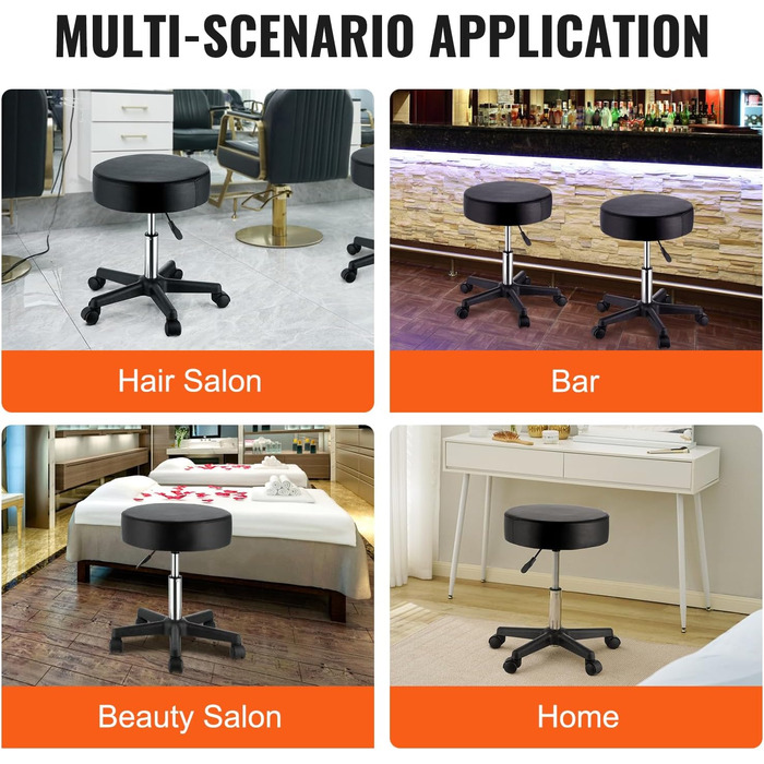 Сідло-стілець VEVOR 500x500x460 мм, регульована висота 460-605 мм, вантажопідйомність 181 кг, для офісу, стоматології, салонів, лабораторій