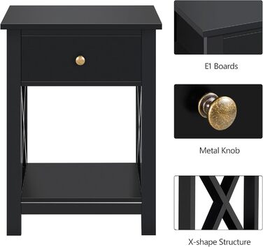 Журнальний столик Yaheetech з шухлядою та полицею, білий, для вітальні та спальні, скандинавський стиль