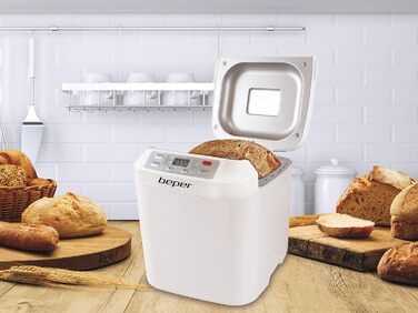 Хлібопекарська машина BEPER з антипригарним контейнером з ABS пластику, біла