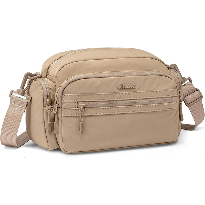 Сумка на плече LOVEVOOK для жінок, чорна сумка через плече середнього розміру з багатьма відділеннями, легка сумка-месенджер для подорожей, офісу, вечірки, відпочинку, бежева