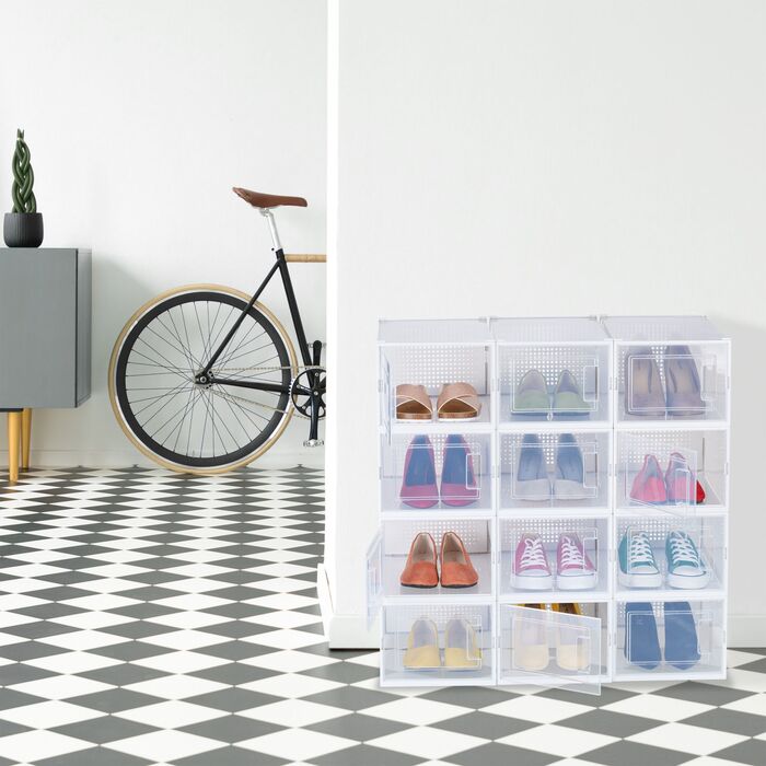 12 коробок для взуття Relaxdays, прозорі