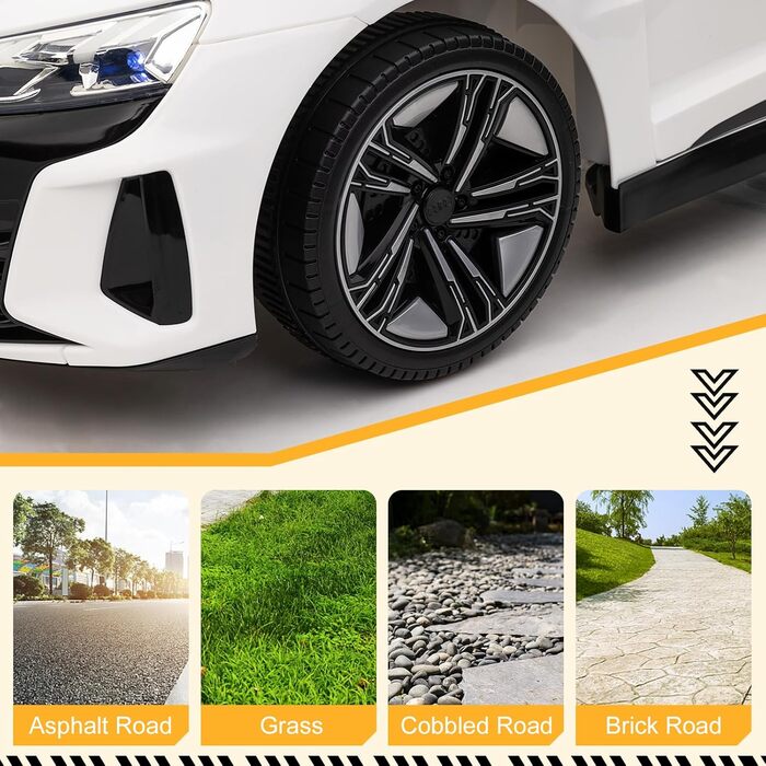 Дитячий електромобіль LEADZM 12V з музикою, сигналом і фарами, радіокерування 2,4G, швидкість 3-5 км/год, білий