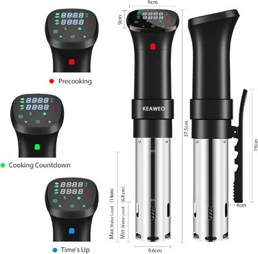 KEAWEO Sous-Vide прилад для приготування їжі за низькою температурою, 1100W, прецизійний, з таймером та LCD дисплеєм, нержавіюча сталь