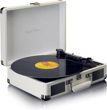 Вініловий програвач Lenco Classic Phono TT-116 з Bluetooth, 3 швидкості (33/45/78 об/хв), RCA-вихід, вбудовані стереодинаміки, вінтажний дизайн, кремовий колір