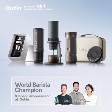Портативна кавомашина OutIn Nano: для кави з мелених зерен та NS-капсул, USB-C, сірий Space Grey