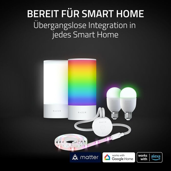 Лампа для монітора Razer Aether Smart Bulb E27 з RGB підсвічуванням для геймінгу, сенсорним керуванням та регулюванням температури кольору та яскравості