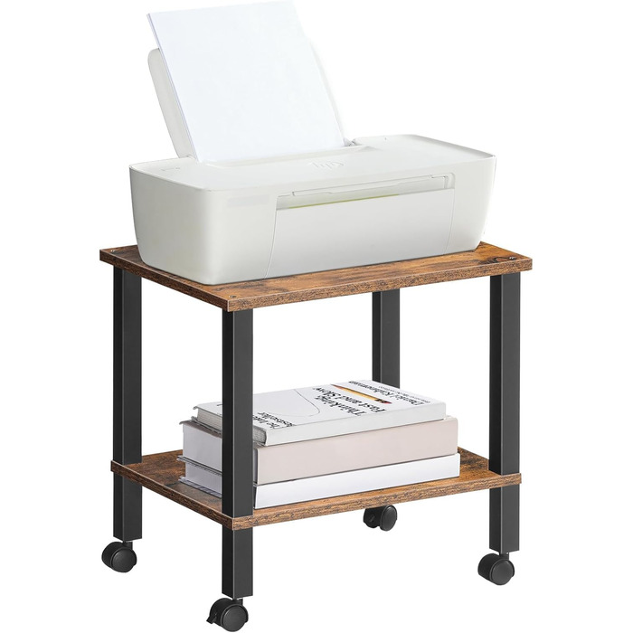 HOOBRO Підставка для принтера з 2 ящиками, 38 x 28 x 38 см, для офісу, темно-коричнева та чорна