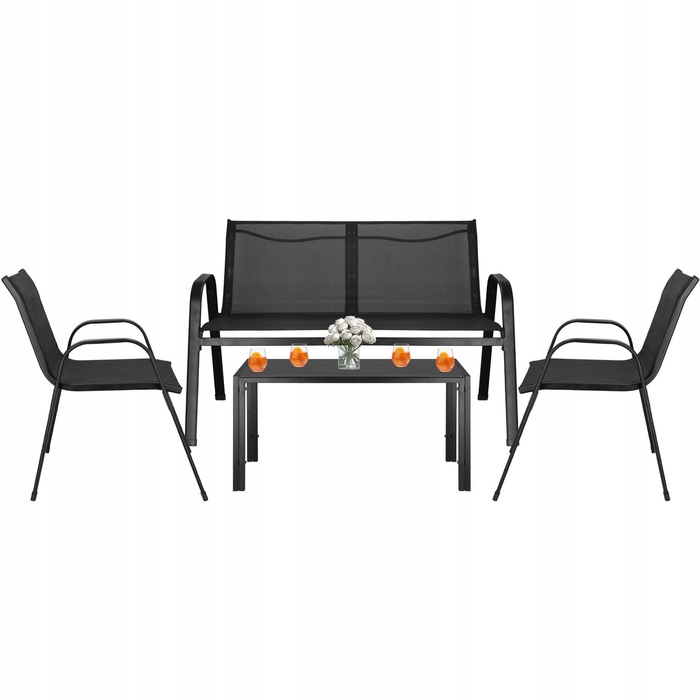 Комплект садових меблів Springos, метал, чорний, 4 предмети