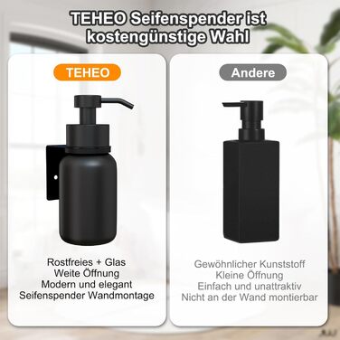 Настінний диспенсер для мила, 250 мл, чорний (матова поверхня) - без свердління, кріплення на клей - для шампуню, гелю для душу