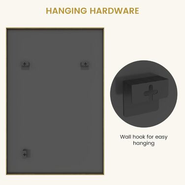 Дзеркало для ванної кімнати HOMECOOKIN 50.8 x 76.2 см з металевим каркасом, прямокутне, для встановлення над умивальником, вертикальне або горизонтальне (Золотий)