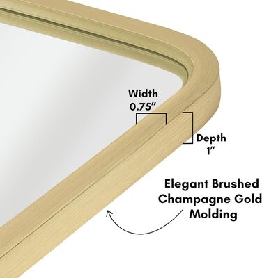 Дзеркало овальне Americanflat Spiegel Oval 30x61 см, золотий пластиковий каркас для ванної, вітальні, спальні