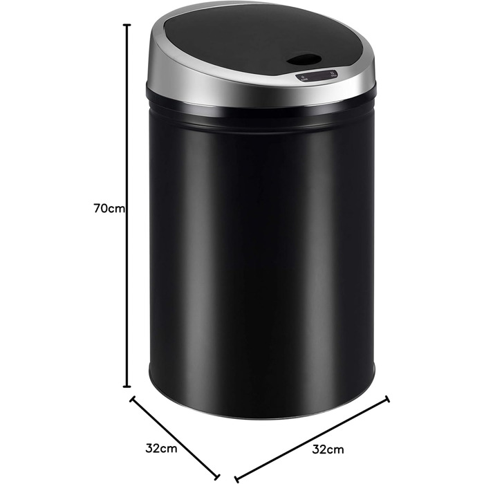 Сміттєве відро Ribelli з датчиком - автоматичне відкривання/закривання, 50 літрів, чорний