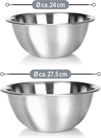 Набір мисок для змішування com-four з 2 предметів з нержавіючої сталі-багатофункціональна кухонна миска-металева миска сріблястого кольору з різноманітними
