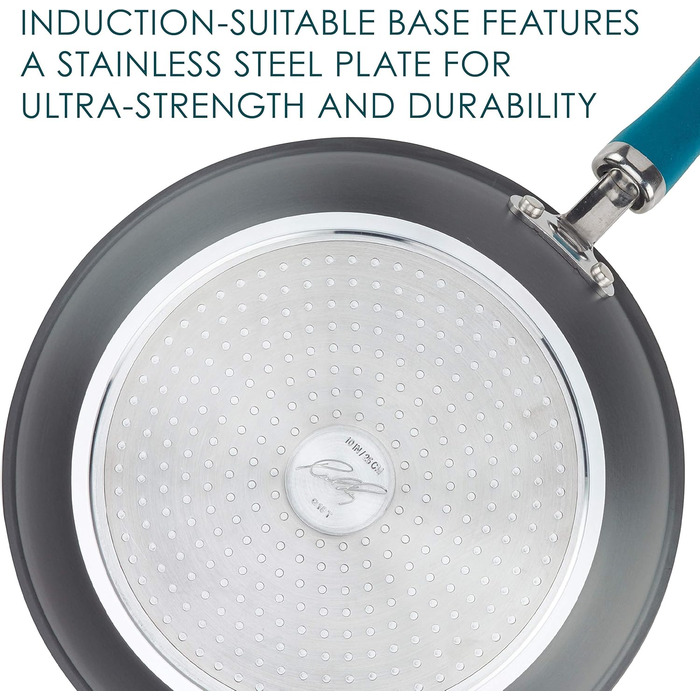 Набір кухонного посуду Rachael Ray, 11 предметів, з нержавіючої сталі, з антипригарним покриттям, сірий з блакитно-зеленими ручками