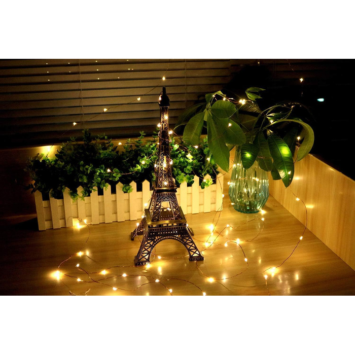 EASTERNSTAR Льодогенератор світлодіодна гірлянда мідний дріт 20м, 200 LED, EU штекер, 8 режимів, водонепроникна, для декору інтер'єру, екстер'єру, саду, вечірки, Різдва, освітлення, тепле біле світло