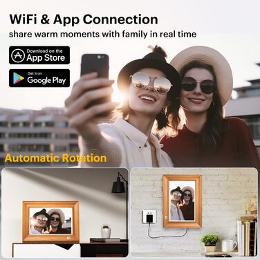 Цифровий фоторамка Kodak 10 дюймів з Wi-Fi, 32GB, IPS HD сенсорний екран, автоповорот, бездротове підключення, фото та відео, безкоштовний додаток (дерево)