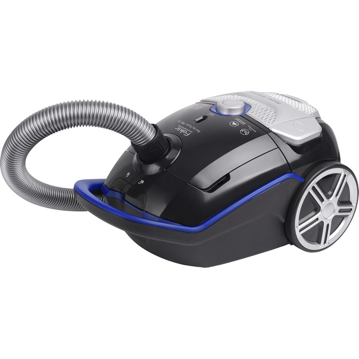 Пилсос Fakir Blue Vac Power TS 721 з мішком, 800 Вт, з кабелем, HEPA фільтр H14, тихий двигун 69dB(A), мішок 3л, радіус дії 12м, чорний/блакитний