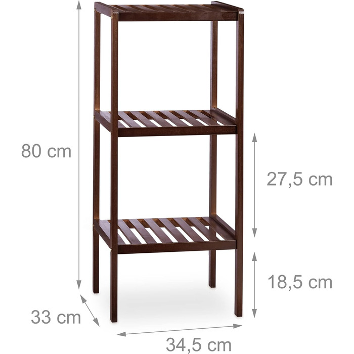 Набір полиць для ванної кімнати бамбук, дерев'яна полиця, стояча полиця, бамбукова полиця, кухонна полиця, книжкова шафа, 3, 4 і 5 полиць, темно-коричневий 139,5 x 34,5 x 33 см, 3 шт.