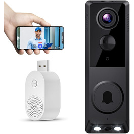 Відеодомофон з Wi-Fi, камера HD, 2.4G, нічне бачення, PIR-датчик руху, 2 камери, 2-сторонній аудіо, з бездротовим дзвінком