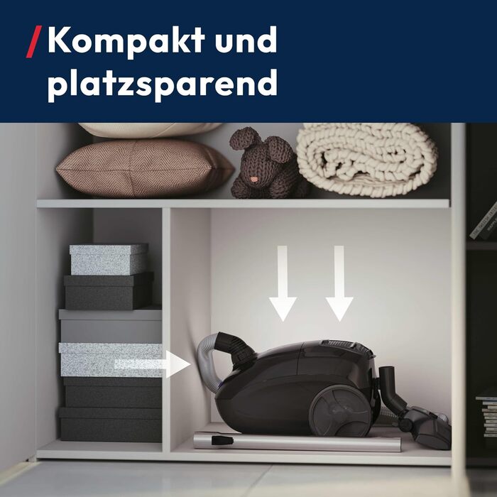 Пилголом Hoover HE2 Kompakt: потужний пилосос з мішком для твердих поверхонь та килимів, фільтр EPA, 3.5 л контейнер, аксесуари, 850 Вт, радіус дії 10 м [HE2Z10A]