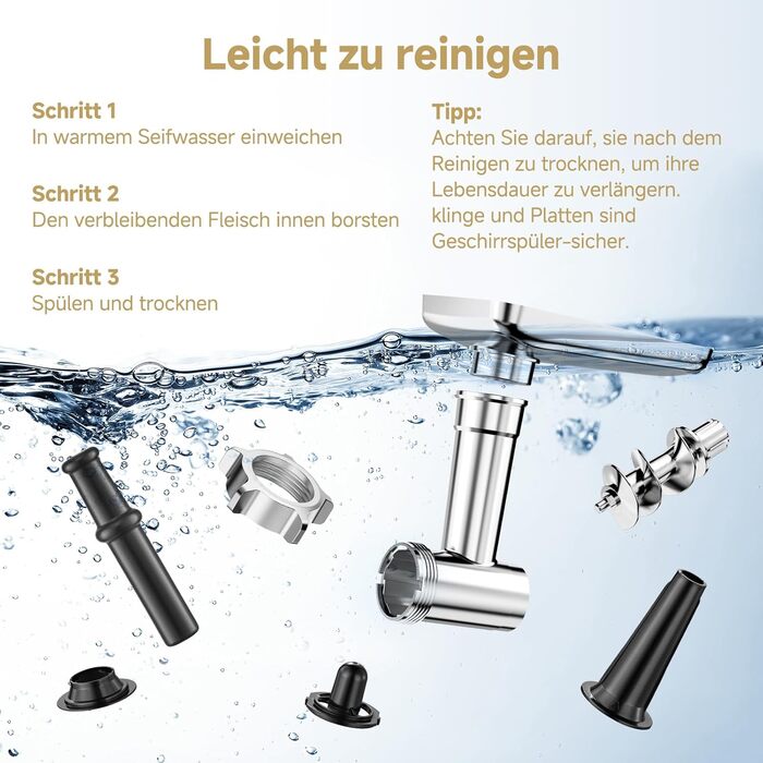 Електрична м'ясоподрібнювач AAOBOSI 3000W з LED-дисплеєм, 9 швидкостей, з нержавіючої сталі, для дому, з насадкою для ковбас та кіббе